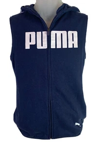 PUMA French Terry Sleeveless Full-Zip Boys' Hoodie Navy Blue Sz L (14-16) EUC. - Picture 1 of 8