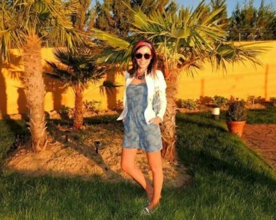 Zara Denim Palmendruck Jumpsuit - Bild 1 von 2