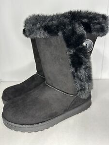 So Abigail Womens Winter Boots NWB Size 8.5 Black Faux-Fur Lining Comfy & Cozy