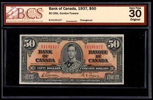 Canada 🇨🇦 1937 - $50 Fifty Dollars BC-26b - BCS VF 30 Original - Picture 1 of 2