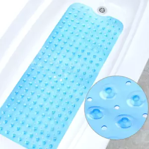 Bathtub Bath Mat PVC Extra Long Bathtub Shower Mats Non-Slip Bath Mats with Suct - Picture 1 of 11