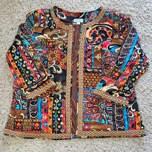 Joan Rivers Jacket Blazer Women Open Front Multi Colorful Paisley Woman Gorgeous - Picture 1 of 7