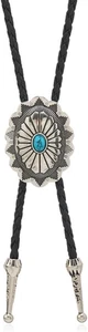 Vintage Turquoise Bolo Tie for Men - Western Cowboy Colored Oval Bola Necktie Re - Foto 1 di 11