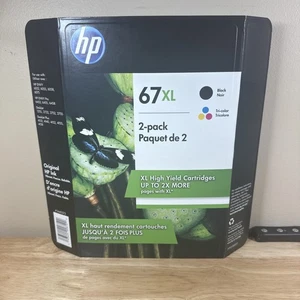 HP 67XL 2-Pack Black & Tri-Color Ink Cartridges Brand NEW Sealed EXP 03/2023 - Picture 1 of 9