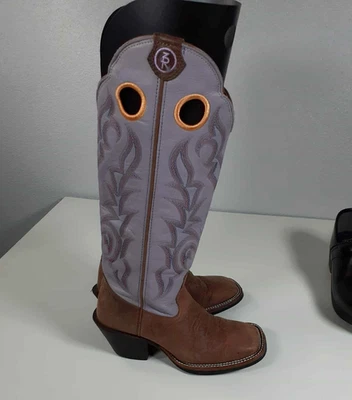 Tony Lama Womens 3R Buckaroo Boots Lavender Tops Sz 6B 2" Heel Western - Image 1 of 4