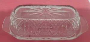 Vtg MCM Clear Glass Butter Dish with Lid Dinnerware Holiday Kitchen Decor - Picture 1 of 8