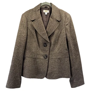 Talbots Women's Blazer Size 12 Italian Wool Brown Long Sleeve Lined Button - Picture 1 of 11