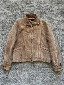 Vintage Wilson’s braune Wildleder-Bomberjacke Rautenfutter Damengröße 10 Large - Bild 1 von 12