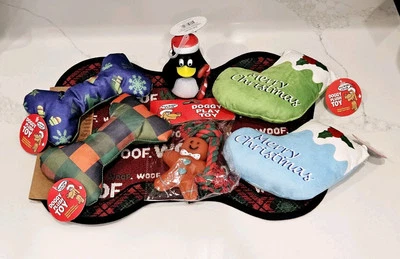 Paquete de juguetes y accesorios para perros de Navidad juguetes de peluche navideños correa bolsa regalo Foto 1 de 4