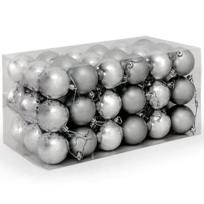 Confezione 54 Palline Di Natale Colore Silver Diametro 6 Cm Addobbo Natalizio - Immagine 1 di 3