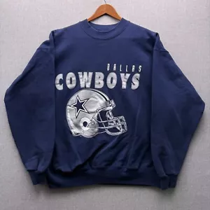 Vintage Dallas Cowboys großes grafisches Logo Herren XL/L marineblau Rundhalsausschnitt Sweatshirt 90er - Bild 1 von 9