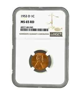 1953-D 1C Lincoln Wheat Cent NGC MS 65 RD - Picture 1 of 2
