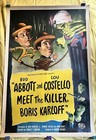Abbott and Costello Meet the Killer, Boris Karloff  Movie Poster. Fine On Linen