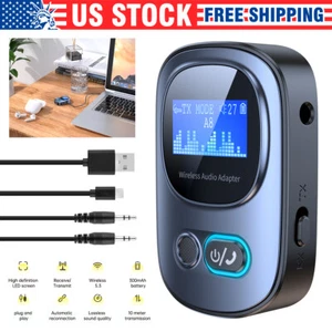 Bluetooth 5.3 USB Wireless Transmitter Receiver Portable Audio Adapter 3.5mm Aux - Picture 1 of 12