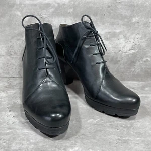 Paul Green Damen-Schnürstiefeletten weiches schwarzes Leder hoher Absatz Größe 8 - Bild 1 von 13