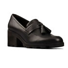 Clarks Ladies Rene Loafer Black Leather Tassel Loafers Shoes UK Size 6.5 D EU 40