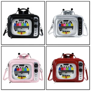 Large Novelty TV Shape Ita Bag Retro Television Women Shoulder Bag Backpack - Picture 1 of 26