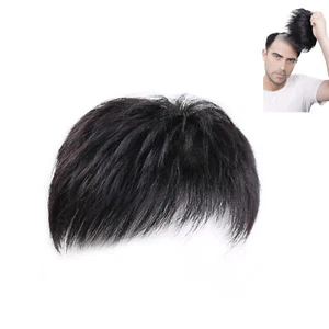 Men's Hair Topper Toupee Clip Hairpiece Top Short Male Wig Hair Replacement - Picture 1 of 5