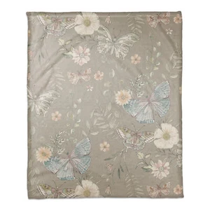 Creative Products Butterflies On Gray 50 x 60 Coral Fleece Blanket - Picture 1 of 3