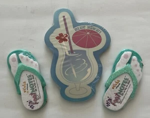 Aloha Sticky-Notes: 1 “BLUE HAWAII” Pad • and • 2 “MINI FOOT NOTES” Pads / NEW - Picture 1 of 6