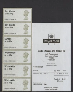 MACHIN Ma13 A3 YORK JAN 2014 RARE FONT Collector Strip DV to 40g POST GO RARE - Bild 1 von 1