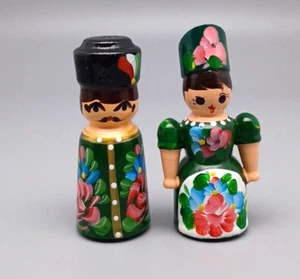 "Agitadores de sal y pimienta de madera pintados a mano de Budapest de colección hombre mujer de 2-3""" - Imagen 1 de 7