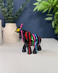 Pintura colorida arte por goteo adorno de elefante arte escultura | decoración de mesa para el hogar - Imagen 1 de 7