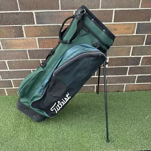 Vintage Titleist Canvas Stand Bag 4-Way Top Green Black - Picture 1 of 10