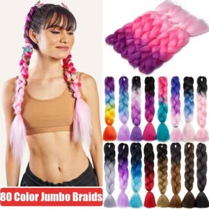 Confezione 1-5 Confezioni Jumbo Treccia Estensione Capelli Ombre Evidenziatore Treccia Twist Arcobaleno - Foto 1 di 66