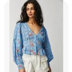 Nuevo sin etiquetas Top Free People para mujer "Blossom Eyalet XS algodón azul boho - Imagen 1 de 9