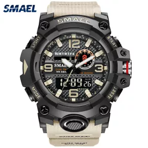 SMAEL Men Military Watch LED Sport Digital Wristwatch Dual Display Alarm Watches - Picture 1 of 18