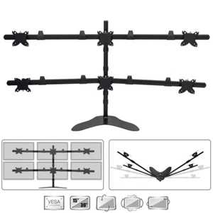 15" ~ 30" 6 Six Monitor Mount Desk Stand Free Standing Fully Adjustable VESA - Picture 1 of 5