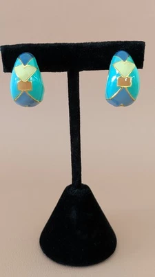 ✨ Vintage Clip-Ohrringe – Mehrfarbiger Emaille – 70er–90er – sehr guter Zustand - Bild 1 von 4