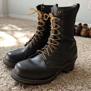 Vintage Wesco Boots Black Leather Square Toe Mens Size 9.5 D Highliner? Lineman? - Picture 1 of 17