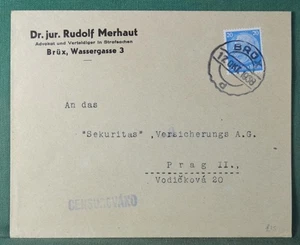 GERMANY Cover 1938 BROX Czechoslovakia to Prague (L85b) - Picture 1 of 3