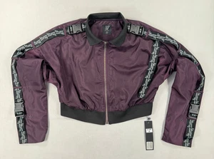 NWT LF The Brand Women's Cropped Purple Long Sleeve Zip Up Jacket W Buck Size S - Picture 1 of 17