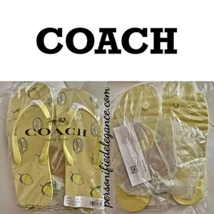 NEW Coach Zayn Yellow Lemon Print Flip Flop Flat Sandals Size 11 $68 - Picture 1 of 11