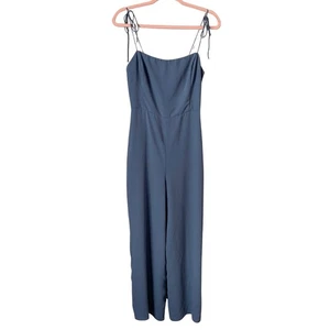 Aritzia Wilfred Jumpsuit Womens Size 4 Blue Zadie Smocked Straight Leg Crepe - Picture 1 of 10