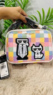 Karl Lagerfeld Paris Maybelle Choupette Crossbody Camera Sling Bag Blush pastel