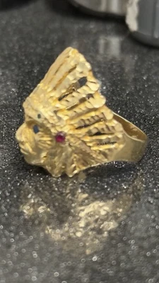 Anillo oro 14k cabeza jefe indio Foto 1 de 3