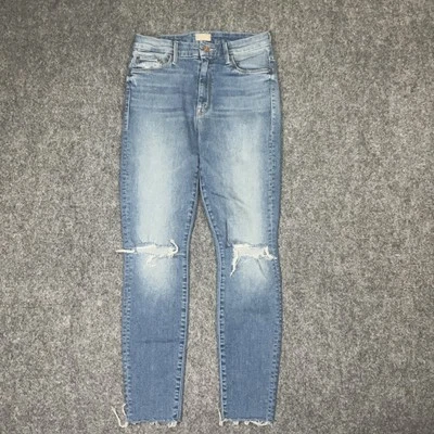 Pantalones de mezclilla MOTHER para mujer talla 27 azul cintura alta looker tobillo deshilachado emocionantes fotos Foto 1 de 4