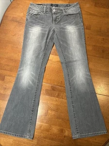 Mek Denim Herren Größe 30x32 Boot Cut Grau Denim Y2K Schnalle Sardinien - Bild 1 von 16