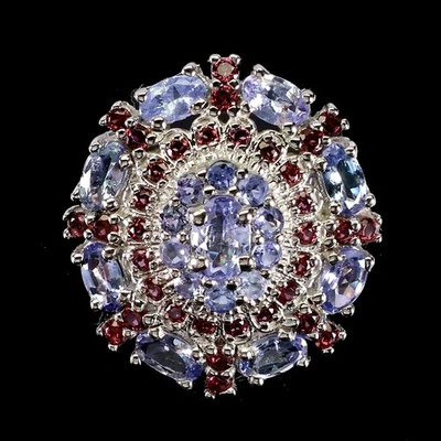 925 Sterling Silver Ring Oval Tanzanite 6x4mm Rhodolite Gemstone Jewelry Size 7. - Image 1 of 4