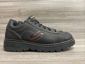 Scarpe Oxford Skechers Jammers taglia 10 in pelle con plateau e lacci Y2K marrone - Foto 1 di 10