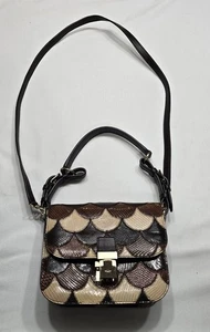 Vintage Parri's Made In Italy Luxury Brown Leather Flap Top Purse Scalloped - Picture 1 of 12