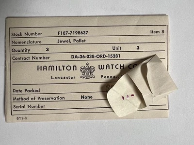 Винтажный новый из старых запасов Hamilton 16s 992B Pallet Jewel - упаковка из 3 - Изображение 1 из 3