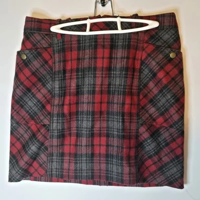 Falda Eddie Bauer Talla 6 Mezcla de Lana Cuadros Cremallera Bolsillos Traseros Academia Preppy  Foto 1 de 4