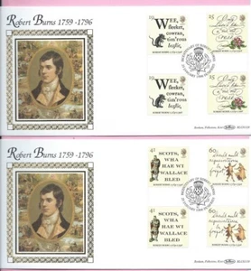 Par Benham Blcs112b 1996 FDC - pares de canaletas Robert Burns - Shs Dumfries - Imagen 1 de 3