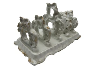 Vintage KPM Porcelain Pierced Ruffled Toast Rack White with Golden Gilt Accents - Picture 1 of 15