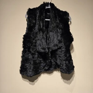 Love Token Black Rabbit Fur Vest Size M NWT - Picture 1 of 7